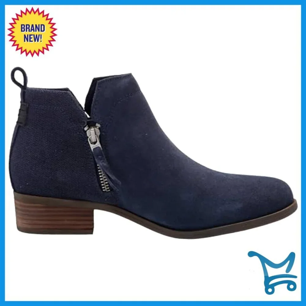 Suede Canvas Ankle Boots Low Heel Dual Zippers Comfort Insole Fall Shoes